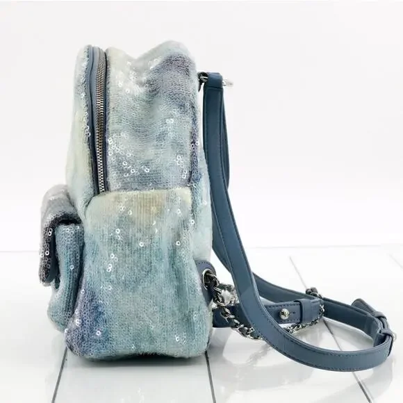 Chanel Sequin Mini Backpack Waterfall Blue Tri-color Bag Rare Light Limited Ed. - Picture 5 of 16